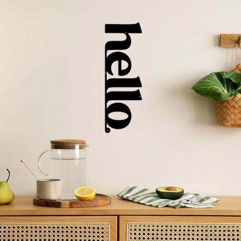 Vineland Metal Wall Art, Large Black Hello Sign Sculpture, 23.6 x 7.6 Inches, Minimalist Design, Indoor&Outdoor Hanging Decor, Matte Finish in Saudi Arabia