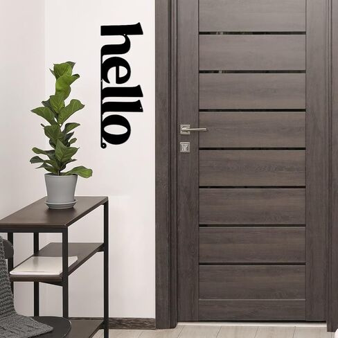 Vineland Metal Wall Art, Large Black Hello Sign Sculpture, 23.6 x 7.6 Inches, Minimalist Design, Indoor&Outdoor Hanging Decor, Matte Finish in Saudi Arabia