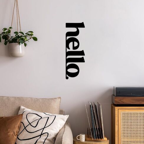 Vineland Metal Wall Art, Large Black Hello Sign Sculpture, 23.6 x 7.6 Inches, Minimalist Design, Indoor&Outdoor Hanging Decor, Matte Finish in Saudi Arabia