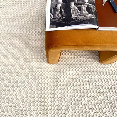 Handwoven Wool Area Rug - Hand Woven Natural Carpet Rugs- Bedroom Living Room Dining Room (Ivory- 6'x9') in Saudi Arabia