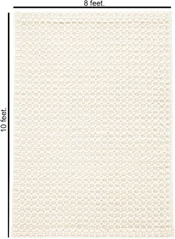 Handwoven Wool Area Rug - Hand Woven Natural Carpet Rugs- Bedroom Living Room Dining Room (Ivory- 6'x9') in Saudi Arabia