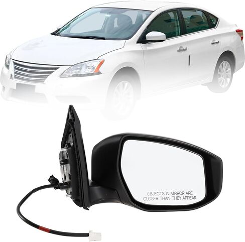 Motoforti 3 Pins Right Passenger Side Power Door Mirror Replacement Side View Mirror Assembly for NISSAN SENTRA 2013 2014 2015 No.963013SG0B Black Manual Folding Non-Heated Mirror Glass in Saudi Arabia