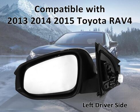 Side Mirror Compatible with Toyota RAV4 2013 2014 2015,Left Driver Side Black Rearview Mirror with Power Glass Heated and Turn Signal Light 7pins Replacement for TO1321310 in Saudi Arabia