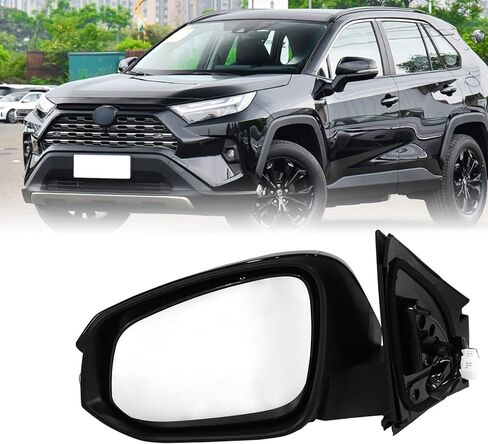 Side Mirror Compatible with Toyota RAV4 2013 2014 2015,Left Driver Side Black Rearview Mirror with Power Glass Heated and Turn Signal Light 7pins Replacement for TO1321310 in Kuwait