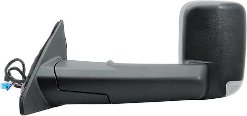 Passenger Right Side Door Towing Mirror Power and Heated BLIS (Blind Spot Sensor) Glass with Turn Signal Light and Puddle Light Textured Black Back Cover Manual Folding for RAM 1500 from 2019 to 2025 in Saudi Arabia