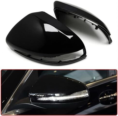 2Pcs LHD Car Side Rearview Mirror Caps Cover for Benz C E GLC Class W205 X253 W213 W222 2016-2020 ABS Car Accessories (Glossy Black) in Kuwait