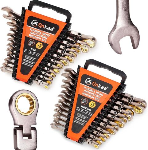 Flexible Ratcheting Wrench Set 12pcs Metric 8-19mm Flex-Head Spanner Gear Ring Ratchet Combination Wrenches Kit with Portable Organizer in Saudi Arabia