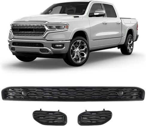Lower Front Bumper Grille & Tow Hook Covers Compatible with Dodge Ram 1500 2019-2024 Replacement For 68274572AA, 68414296AA in Saudi Arabia
