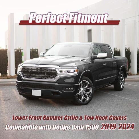 Lower Front Bumper Grille & Tow Hook Covers Compatible with Dodge Ram 1500 2019-2024 Replacement For 68274572AA, 68414296AA in Saudi Arabia