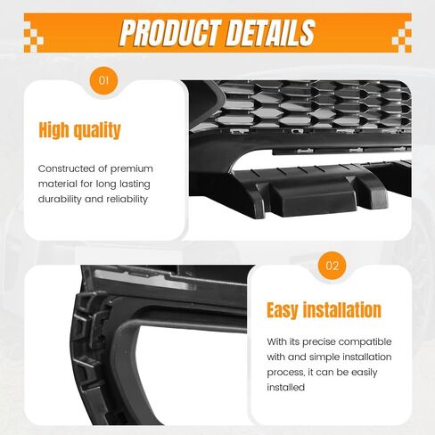 Grille, Compatible with 2020-2023 Dodge Charger Widebody, ABS Plastic SRT Scat Pack Style Front Bumper Upper Grill Grid Replacement Guard, Unpainted Black in Saudi Arabia