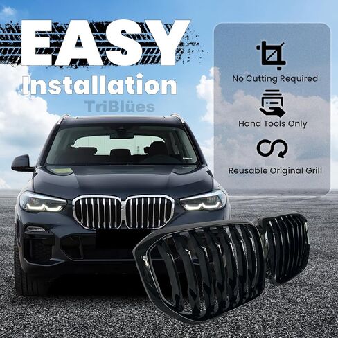 G05 Grill ABS Gloss Black Front Bumper Kidney Grille Compatible with 2019 2020 2021 2022 2023 BMW X5 G05 Double Slats in Saudi Arabia