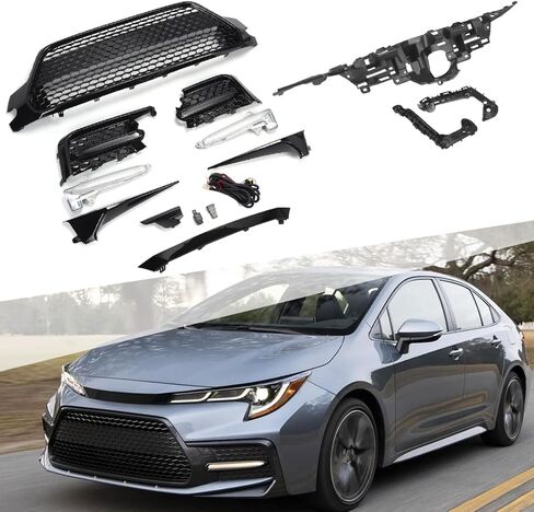 Front Bumper Grille Fog Light Set for 2020-2022 Toyota Corolla SE XSE, Primed in Kuwait