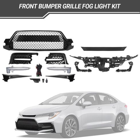 Front Bumper Grille Fog Light Set for 2020-2022 Toyota Corolla SE XSE, Primed in Kuwait