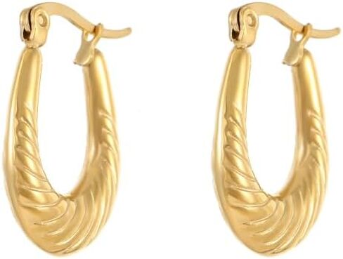 2026 Golden Earrings Business Casual Multifunctional Style，1.0 Inch Gold Stainless Steel Hoop Earrings Hypoallergenic Lightweight for Women in Saudi Arabia