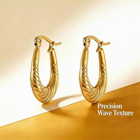 2026 Golden Earrings Business Casual Multifunctional Style，1.0 Inch Gold Stainless Steel Hoop Earrings Hypoallergenic Lightweight for Women in Saudi Arabia