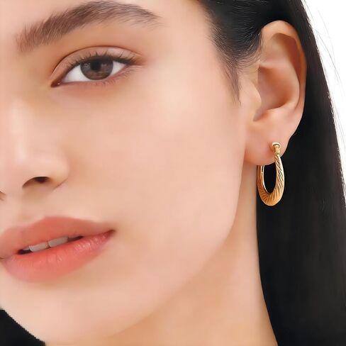 2026 Golden Earrings Business Casual Multifunctional Style，1.0 Inch Gold Stainless Steel Hoop Earrings Hypoallergenic Lightweight for Women in Saudi Arabia