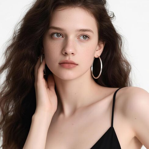 4 Pairs Stainless Steel Big Hoop Earrings for Women Gold Silver Rose Gold Black 2.3 Inch Large Circle Hoop Earrings in Kuwait