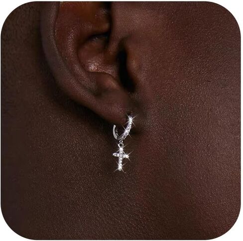 أقراط متقاطعة للرجال والنساء والرجال أقراط متقاطعة من حجر الراين حلقات هوجي صغيرة للرجال in Kuwait