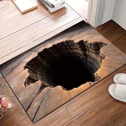 Optical Illusion Rug, 3D Rugs That Look Like a Hole, 3D Carpet Optical Illusion for Bedroom, Living Room, Porch, Terrace and Entrance Decor Non-Slip 3D Hole Rug,15,31.5 * 47.3in in Saudi Arabia