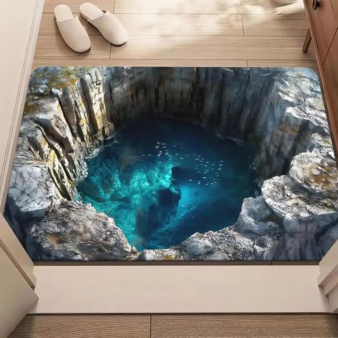 Optical Illusion Rug, 3D Rugs That Look Like a Hole, 3D Carpet Optical Illusion for Bedroom, Living Room, Porch, Terrace and Entrance Decor Non-Slip 3D Hole Rug,15,31.5 * 47.3in in Saudi Arabia