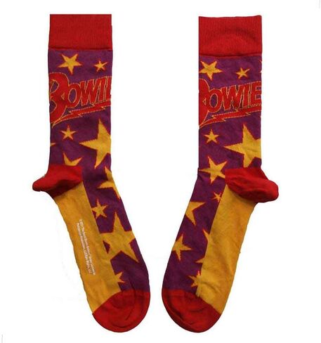 David Bowie Socks Stars Infill Logo Official Mens Red Uk Size 7 - 11 in Saudi Arabia