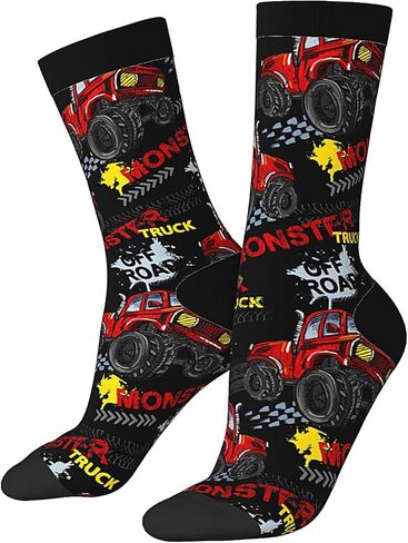 Monster Red Truck Car Cool Novelty Socks For Men Women, Funny Crazy Crew Socks Casual Dress Socks Gifts in Kuwait