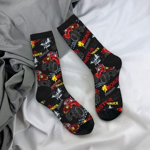 Monster Red Truck Car Cool Novelty Socks For Men Women, Funny Crazy Crew Socks Casual Dress Socks Gifts in Kuwait