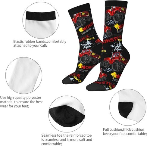 Monster Red Truck Car Cool Novelty Socks For Men Women, Funny Crazy Crew Socks Casual Dress Socks Gifts in Kuwait
