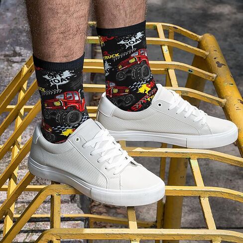 Monster Red Truck Car Cool Novelty Socks For Men Women, Funny Crazy Crew Socks Casual Dress Socks Gifts in Kuwait