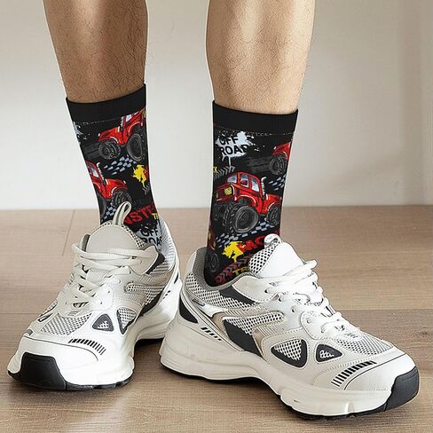 Monster Red Truck Car Cool Novelty Socks For Men Women, Funny Crazy Crew Socks Casual Dress Socks Gifts in Kuwait