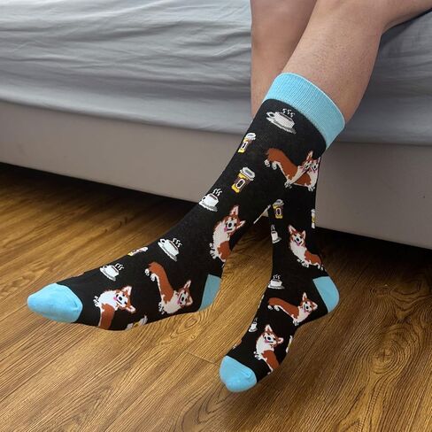 جوارب VVEEWUU للرجال بنمط مضحك مكونة من 5 قطع جوارب قطنية مطبوعة عصرية هدايا للرجال والنساء (ألوان مختلطة 1) in Kuwait