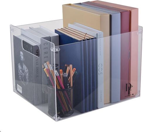 حامل ملفات أكريليك DF بمقابض - منظم ملفات أكريليك - صندوق ملفات شفاف لحجم الحروف/حامل مجلد A4 - منظم ملفات معلق لسطح المكتب - حامل مجلد أكريليك لمكتب العمل المنزلي in Kuwait