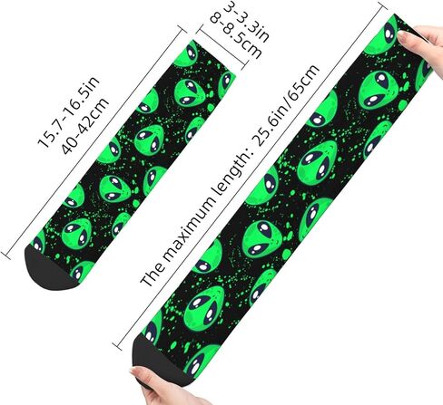 Green Alien Cool Novelty Socks For Men Women, Funny Crazy Crew Socks Casual Dress Socks Gifts in Kuwait