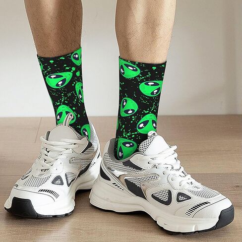 Green Alien Cool Novelty Socks For Men Women, Funny Crazy Crew Socks Casual Dress Socks Gifts in Kuwait