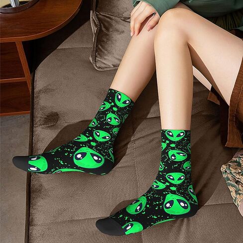 Green Alien Cool Novelty Socks For Men Women, Funny Crazy Crew Socks Casual Dress Socks Gifts in Kuwait