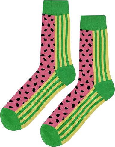 Watermelon Dress Socks 4 Pack Funny Novelty Crazy Fun Design Men Size 8-12 Cotton Casual Crew Colorful Funky Fancy Socks Gift for Men in Saudi Arabia