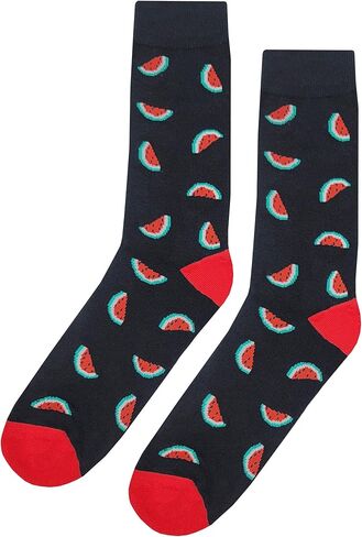 Watermelon Dress Socks 4 Pack Funny Novelty Crazy Fun Design Men Size 8-12 Cotton Casual Crew Colorful Funky Fancy Socks Gift for Men in Saudi Arabia
