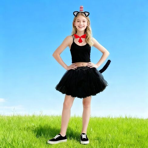 Kirei Sui Cat Costume for Women, Cute Hat Ears Headband, tail & Lined Tutu for Halloween Christmas Parties Accessories in Saudi Arabia