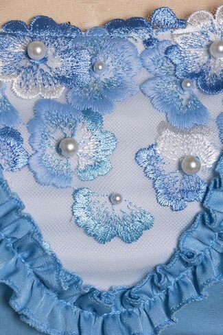 فساتين ريجنسي للنساء أنيقة مطرزة بكشكشة وخصر إمبراطوري فستان عصر ريجنسي دانتيل على شكل كرة فيكتورية أزرق L in Kuwait