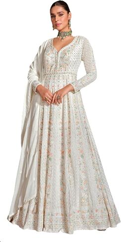 هندي باكستاني جاهز لارتداء ثوب أناركالي بطول الأرض سراويل و قمصان هندية للحفلات والمناسبات للنساء 2858 in Kuwait