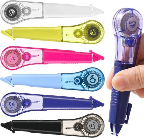 9 Pack White Out Pens 1/5" X 236", 9 Color White Out Correction Tape Pen Comfortable Pen Shape Easy to Use Applicator for Instant Correction Students School Office Supplies in Kuwait