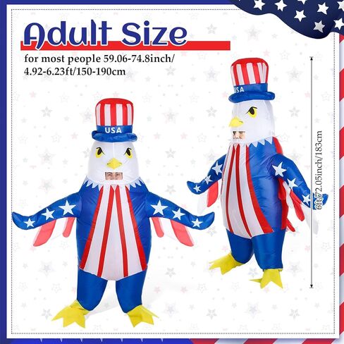 Inflatable Bald Eagle Costume 4th of July Blow up Mascot Costume for Adult Independence Day Patriotic Parade in Saudi Arabia