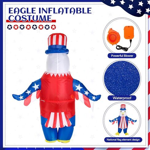 Inflatable Bald Eagle Costume 4th of July Blow up Mascot Costume for Adult Independence Day Patriotic Parade in Saudi Arabia
