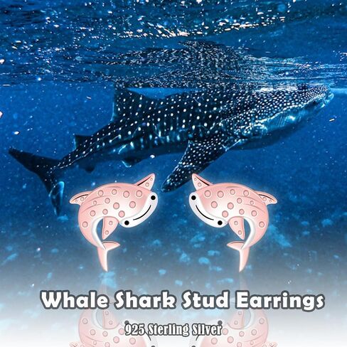 Whale Shark Stud Earrings for Women - 925 Sterling Silver Whale Shark Stud Earrings Ocean Themed Valentines Shark Jewelry Gifts for Women in Kuwait