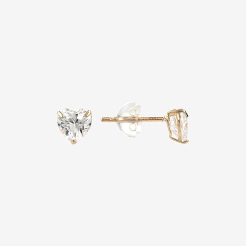 MILOR 9K Gold Heart Stud Earrings for Women with Cubic Zirconia – Hypoallergenic Italian Jewelry – Made in Italy – Elegant Gold Earrings – Gift for Birth, Baptism, Communion or Special Occasions in Saudi Arabia