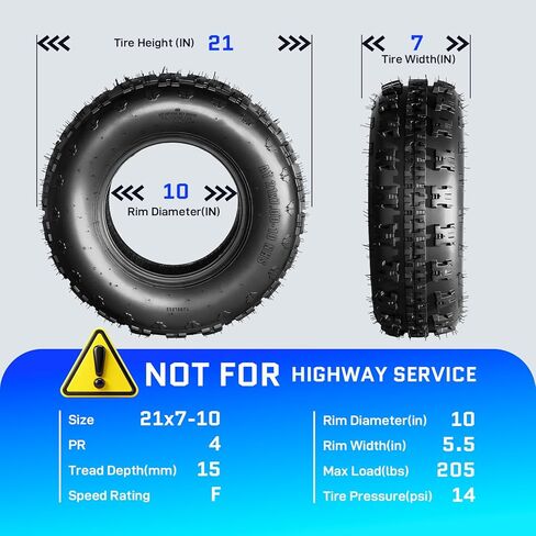 TRIBLE SIX 21x7-10 ATV/UTV Tires,21x7x10 All-Terrain Mud & Trail Tires,4PR,Tubeless,Set of 2 in Saudi Arabia