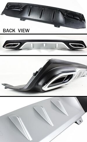 Silver Black Rear Bumper Diffuser W/Decorative Exhaust Tips Compatible with 2016-2018 Honda Civic Sedan in Saudi Arabia