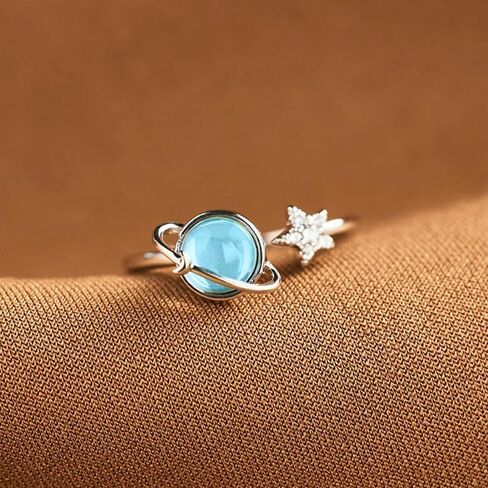 Planet Star Ring for Women Cubic Zirconia Rings Celestial Saturn Adjustable Open Wrap Finger Rings Comfort Fit Cute Dainty Birthday Christmas Jewelry Gift for Daughter Sister in Kuwait