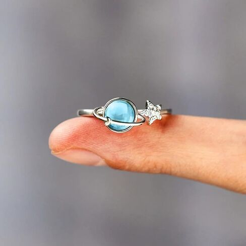 Planet Star Ring for Women Cubic Zirconia Rings Celestial Saturn Adjustable Open Wrap Finger Rings Comfort Fit Cute Dainty Birthday Christmas Jewelry Gift for Daughter Sister in Kuwait