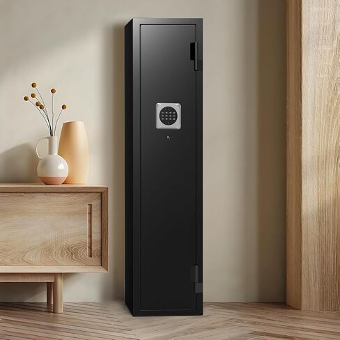 3 Gun Safe, Gun Safe for Rifles and Pistols with 180° Full Access Door and Removable Shelf, No Assembly Dual Alarm System Gun Cabinet with Mute Mode, Quick Access Long Shotgun Safe with LED in Saudi Arabia